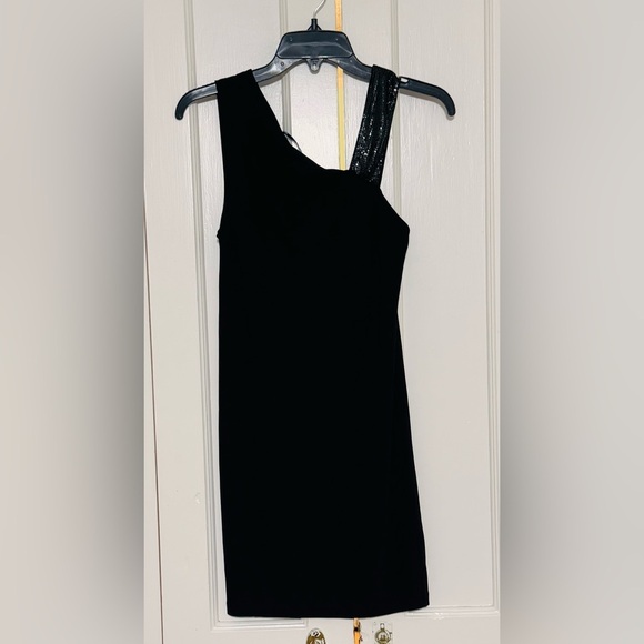 Alice + Olivia Black Studded Asymmetrical Slip Dress - Picture 1 of 6